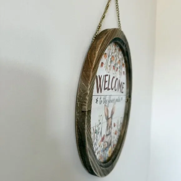 Welcome to the Flower Patch Round Hanging Sign Spring and Easter Decor - Picture 3 of 5